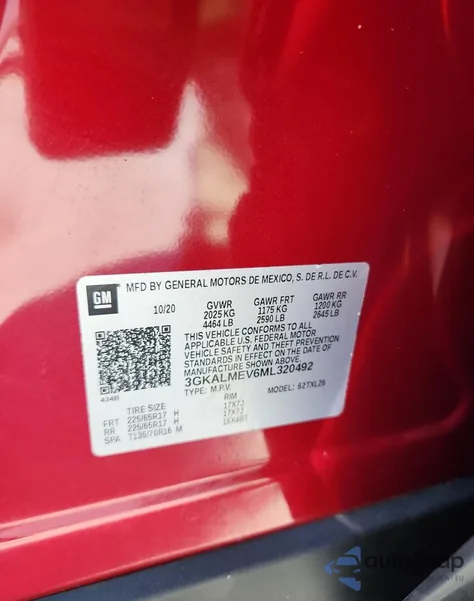 2021 GMC Terrain Sle z USA, uszkodzony, nr VIN 3GKALMEV6ML320492